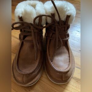 UGG lace up boots w/fur. Size 6.5 or 7. Brown. Excellent used condition.